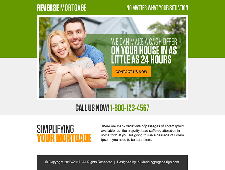 reverse mortgage for your home ppv landing page design