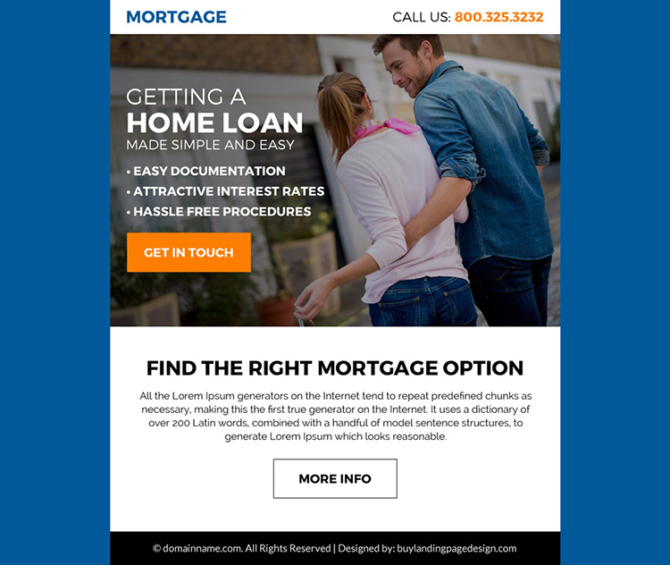 right mortgage option ppv landing page design