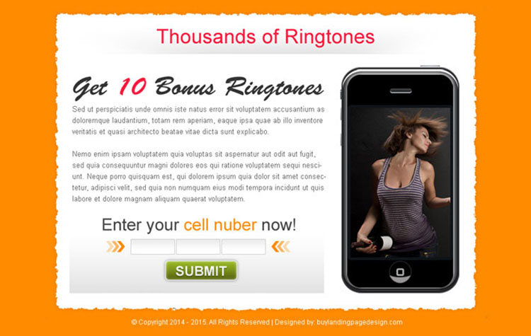 ringtone download lead capture effective ppv landing page design template