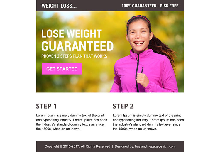 risk free proven weight loss call to action ppv landing page