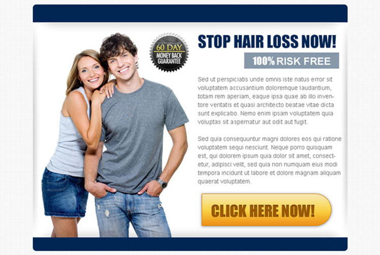 stop hair loss now risk free call to action ppv landing page design