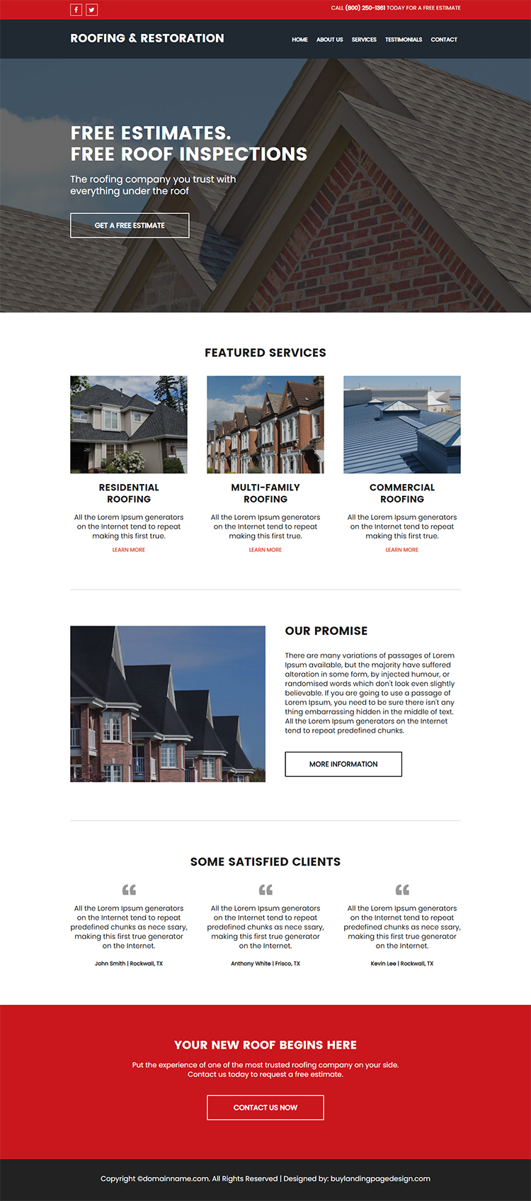 residential and commercial roofing services responsive website design