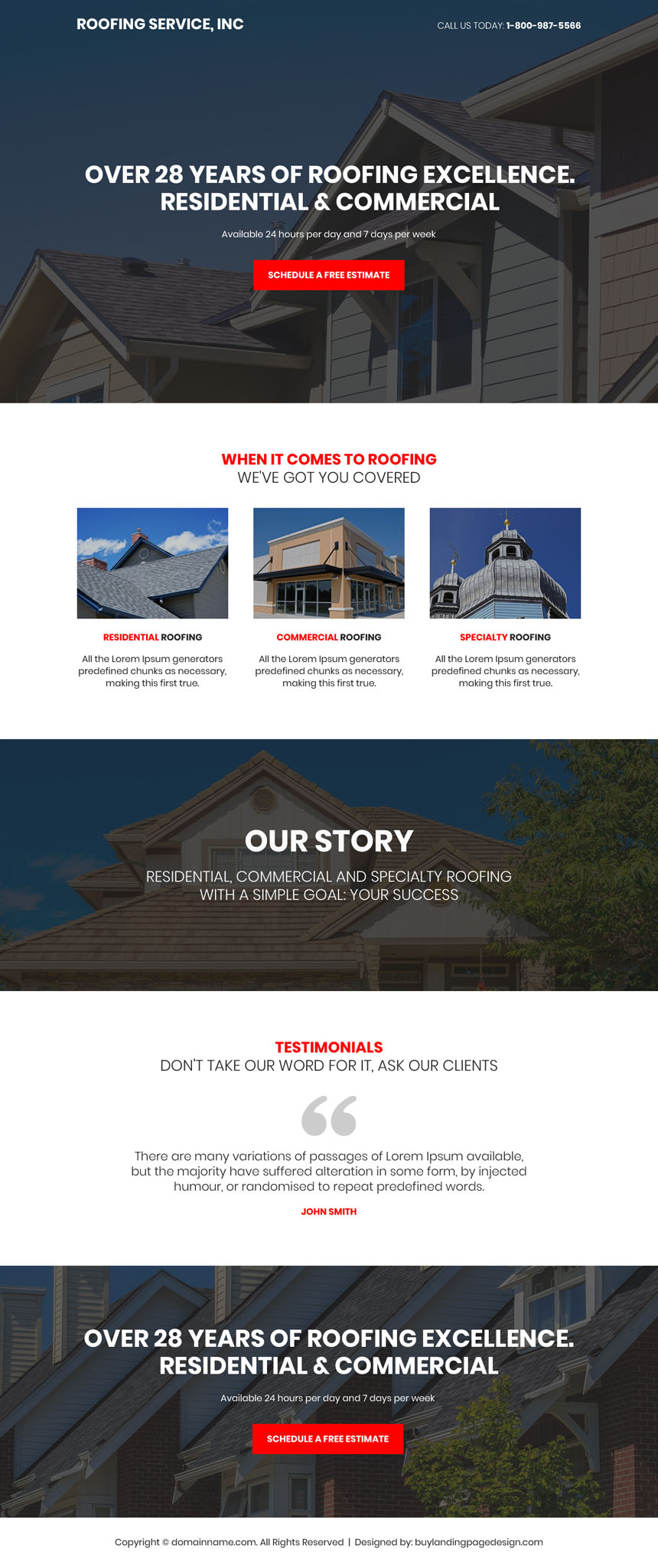 roofing solutions responsive landing page