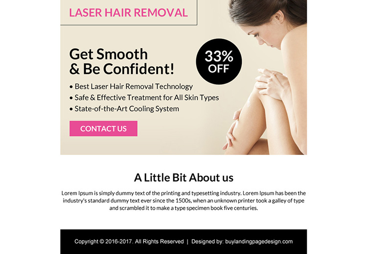 safe and effective hair removal ppv landing page design