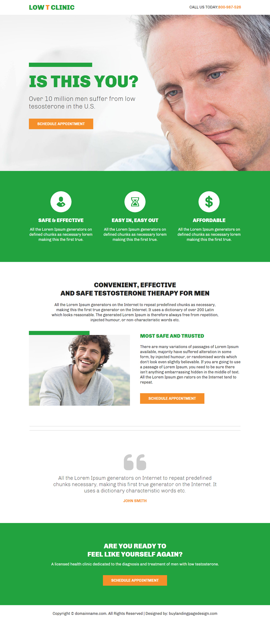 low testosterone therapy responsive lead capture landing page