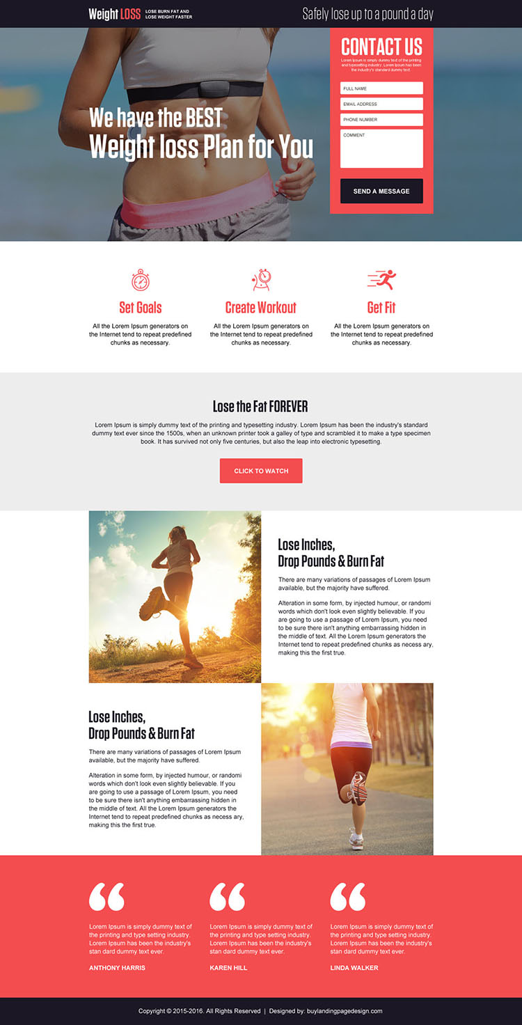 clean and appealing weight loss plan lead magnet responsive landing page