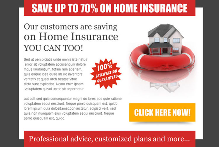 save money on your home insurance call to action optimized ppv lander design