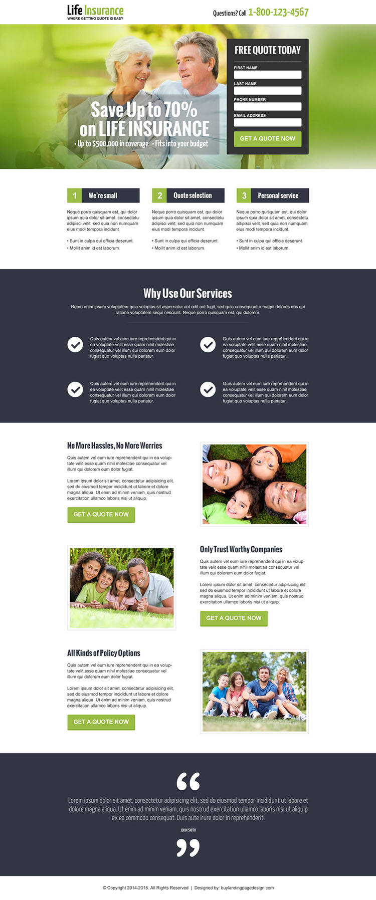 save money on life insurance free quote landing page