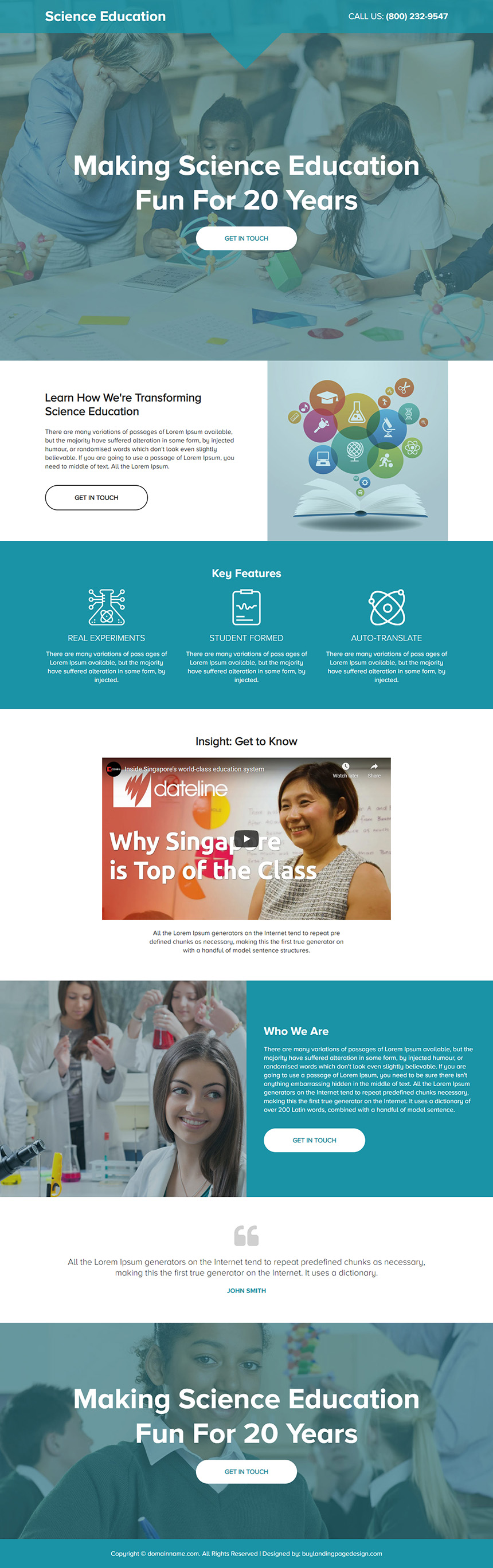 education service responsive landing page