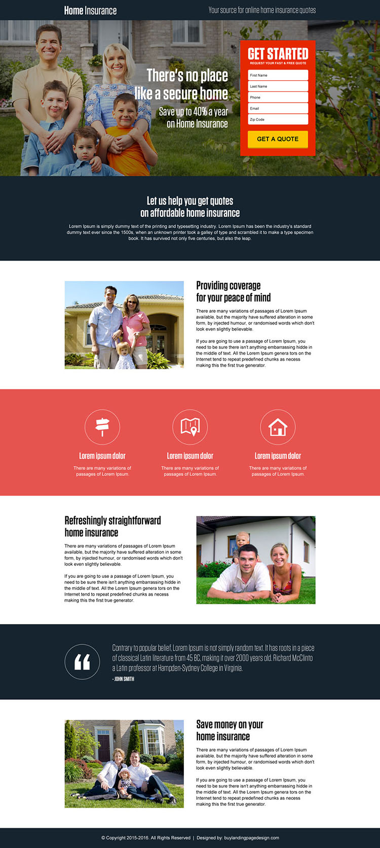 secure online home insurance responsive landing page design