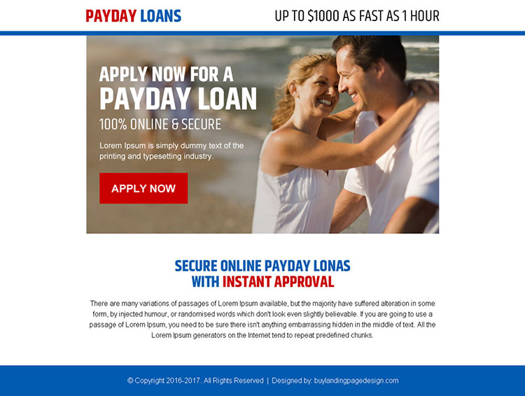 secure online payday loan call to action ppv landing page