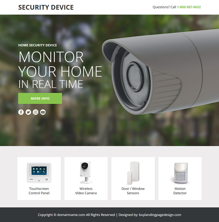 home security device responsive lead funnel design