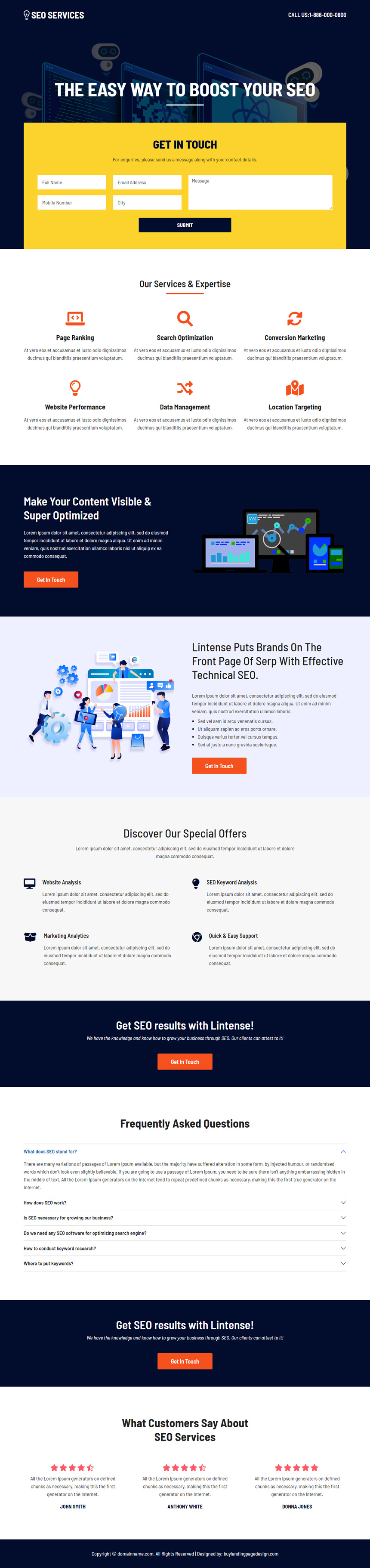 seo service lead capture responsive landing page