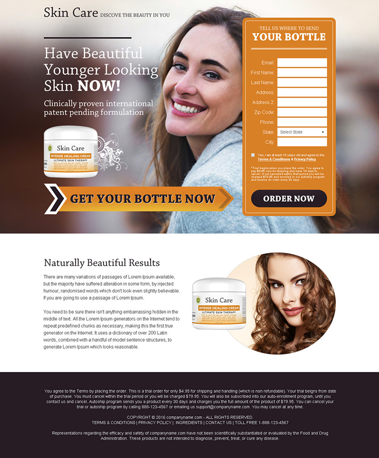 skin care product selling bank page design