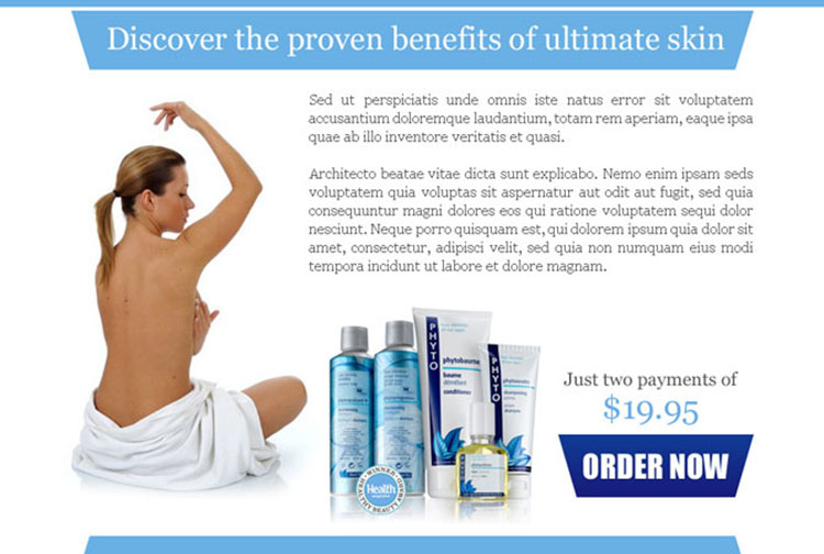 proven benefits of skin care product effective ppv landing page design