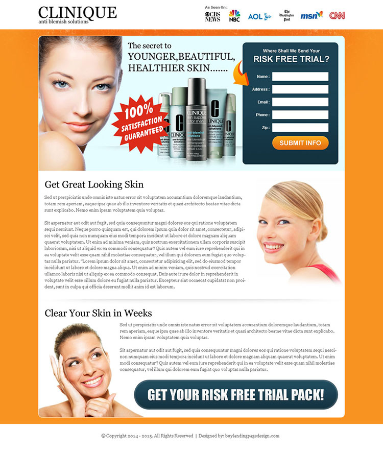 promote your skin care product with our skin care product landing page template