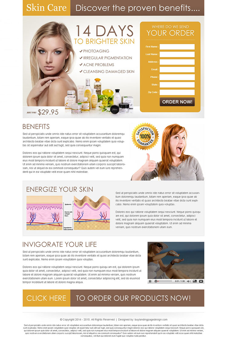 brighter skin care product most effective and converting landing page design to increase your sales and leads