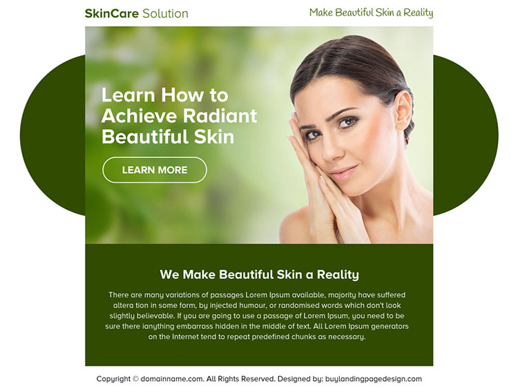 skin care solution ppv landing page design