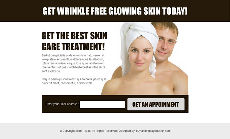 skin care treatment converting lead gen ppv landing page template