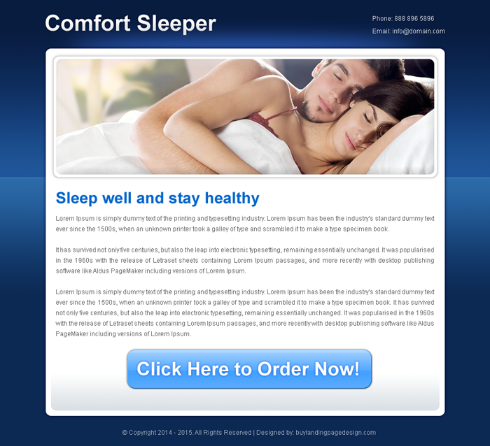 sleep well stay healthy converting ppv landing page design template
