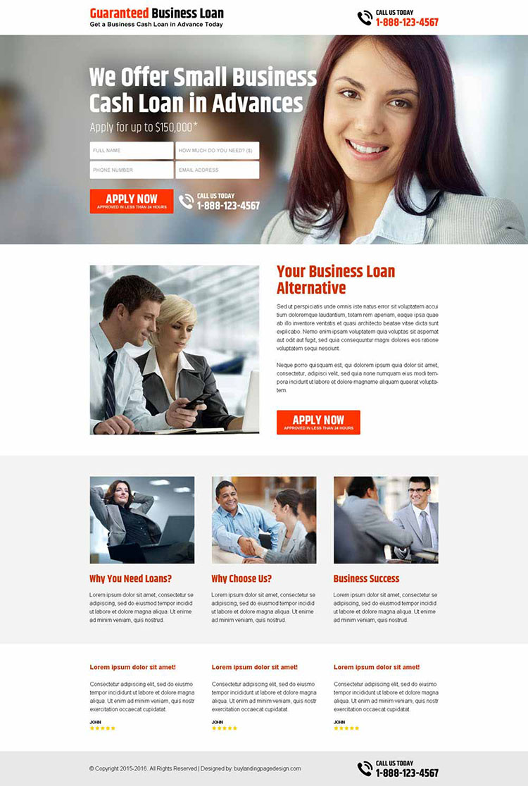 small business cash loan advance responsive landing page