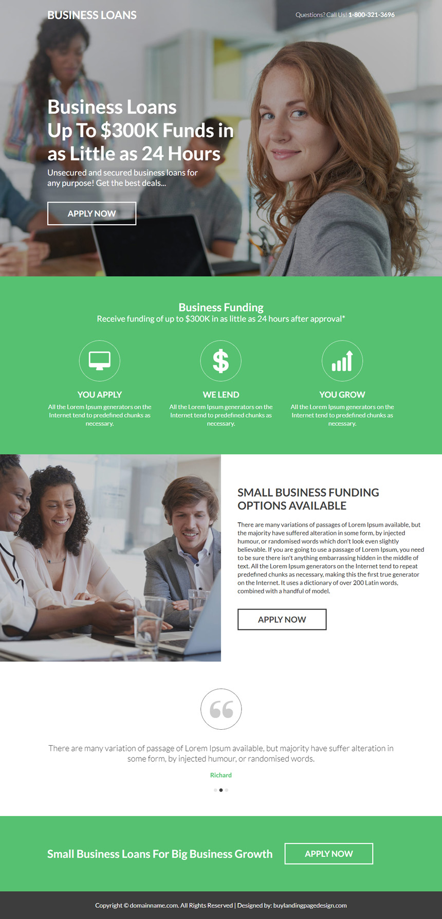 small business funding lead capture landing page