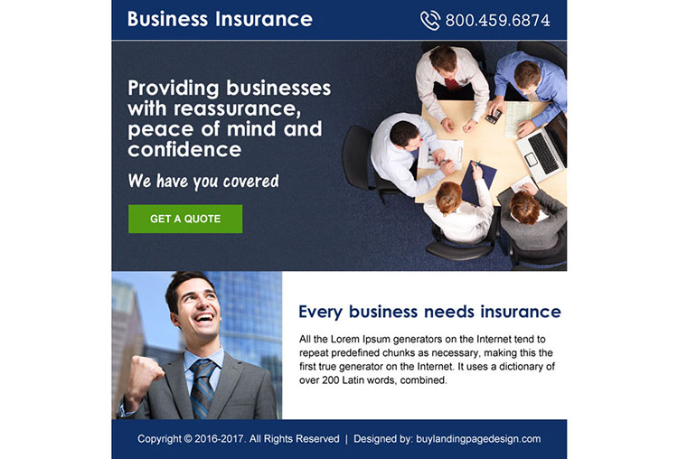 small business insurance free quote ppv landing page design