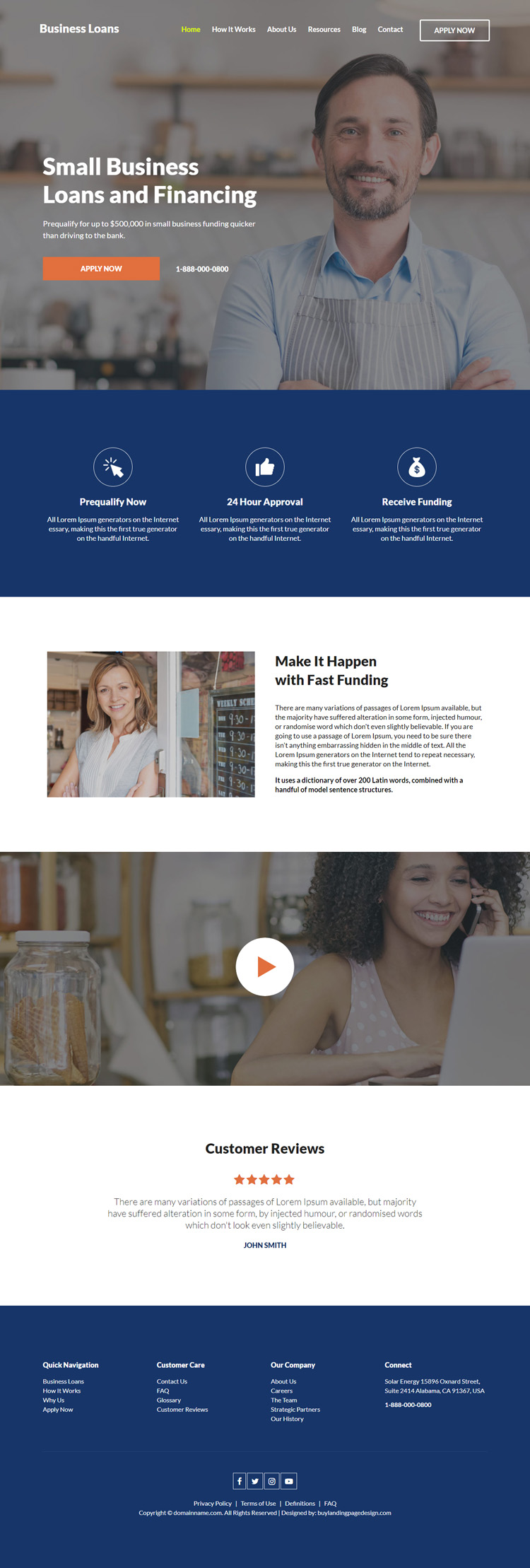 small business loan and financing website design