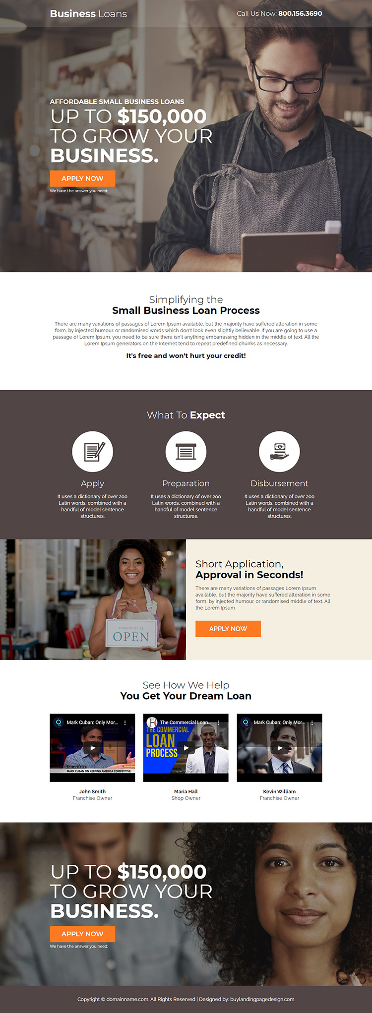 affordable small business loan responsive landing page design