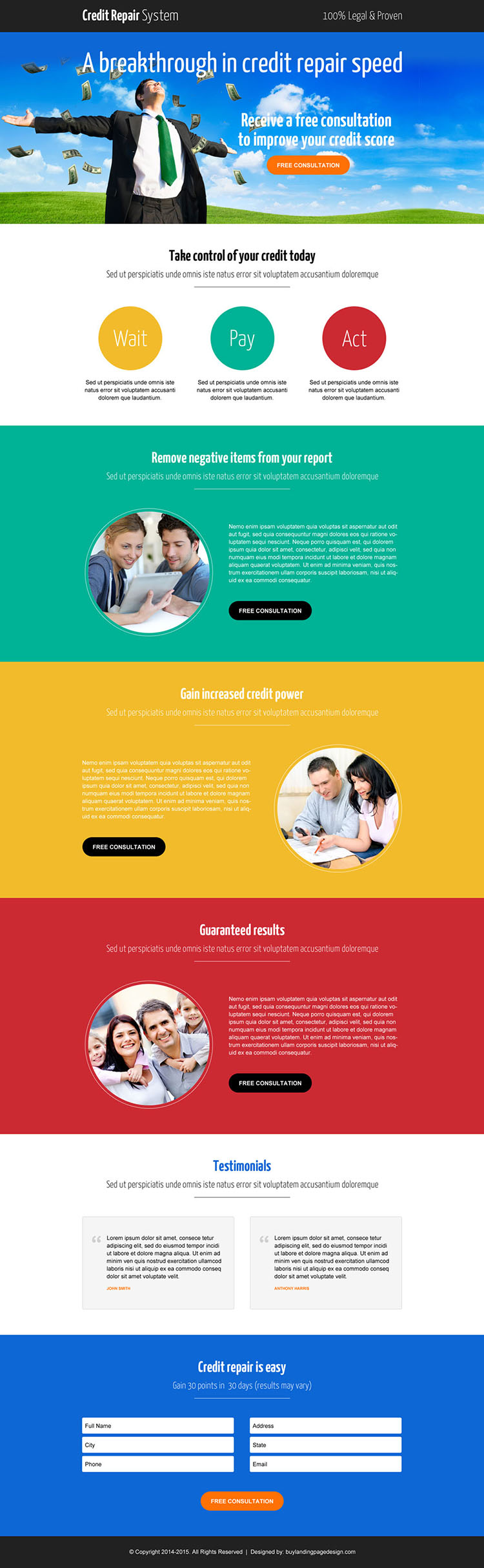 smart credit repair consultation responsive lander design