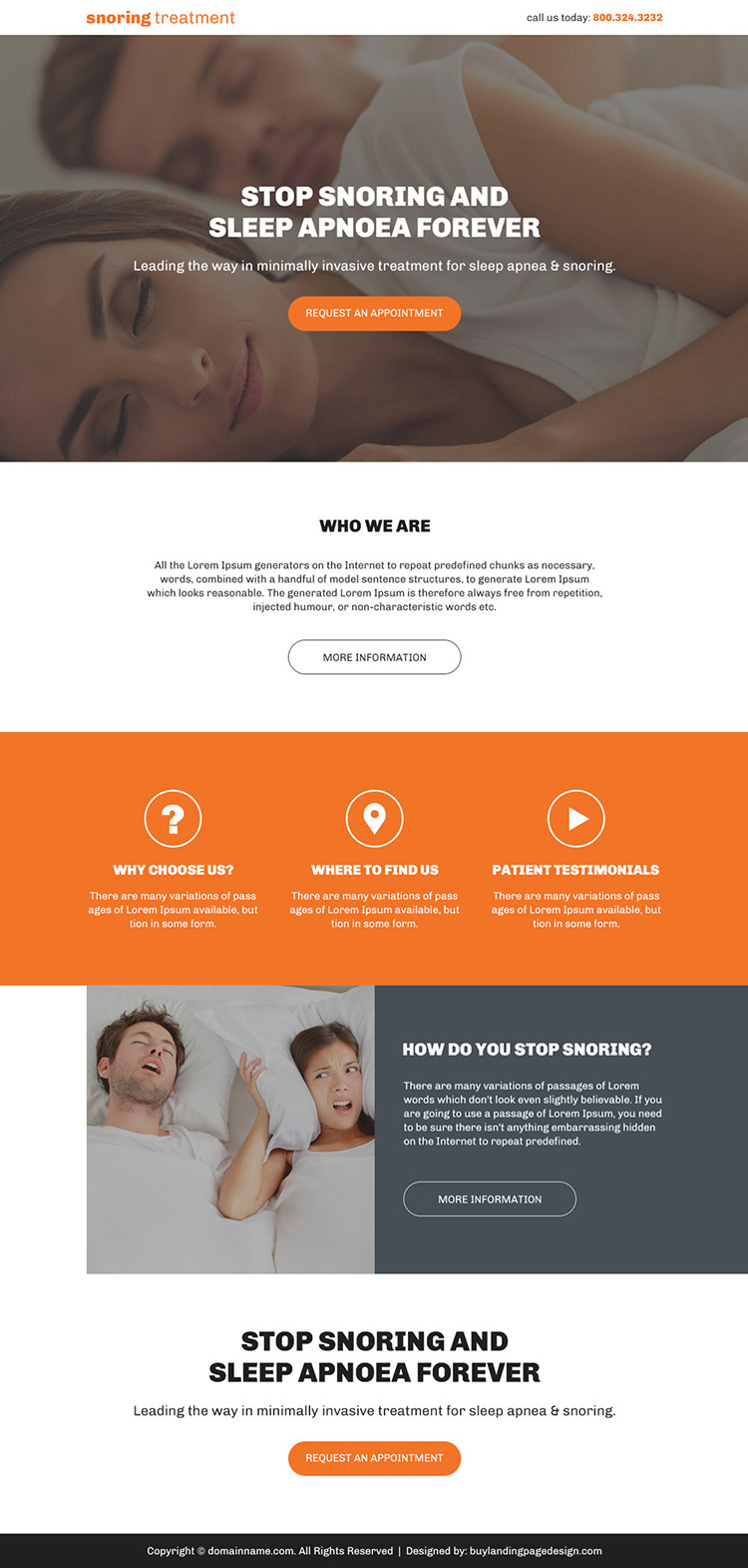 minimal anti snoring bootstrap landing page