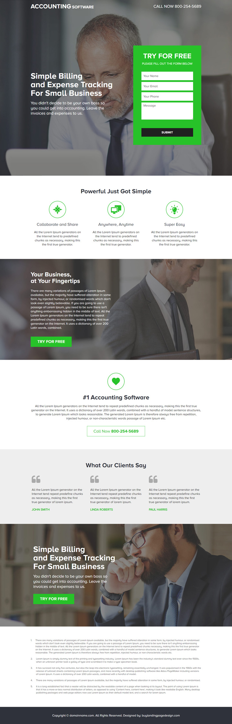 software download free trial responsive landing page design