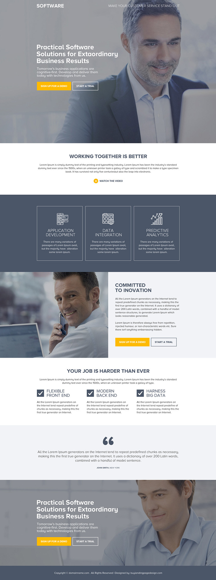 software solution for business responsive landing page