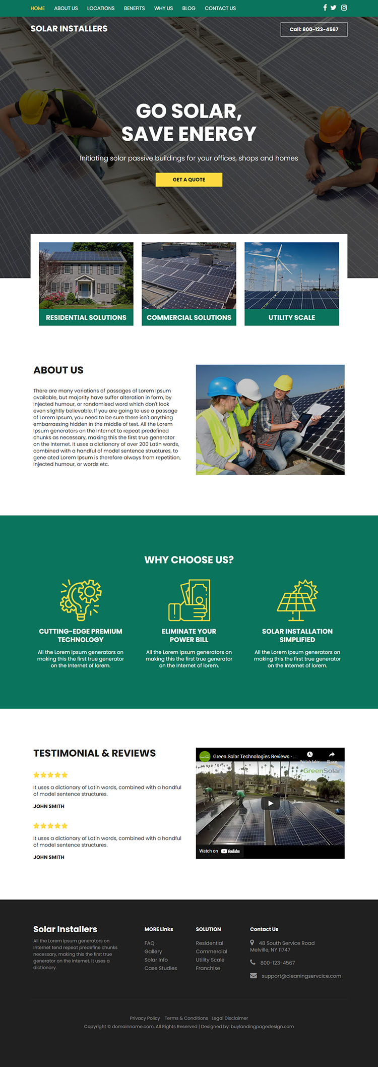 residential and commercial solar solutions website design