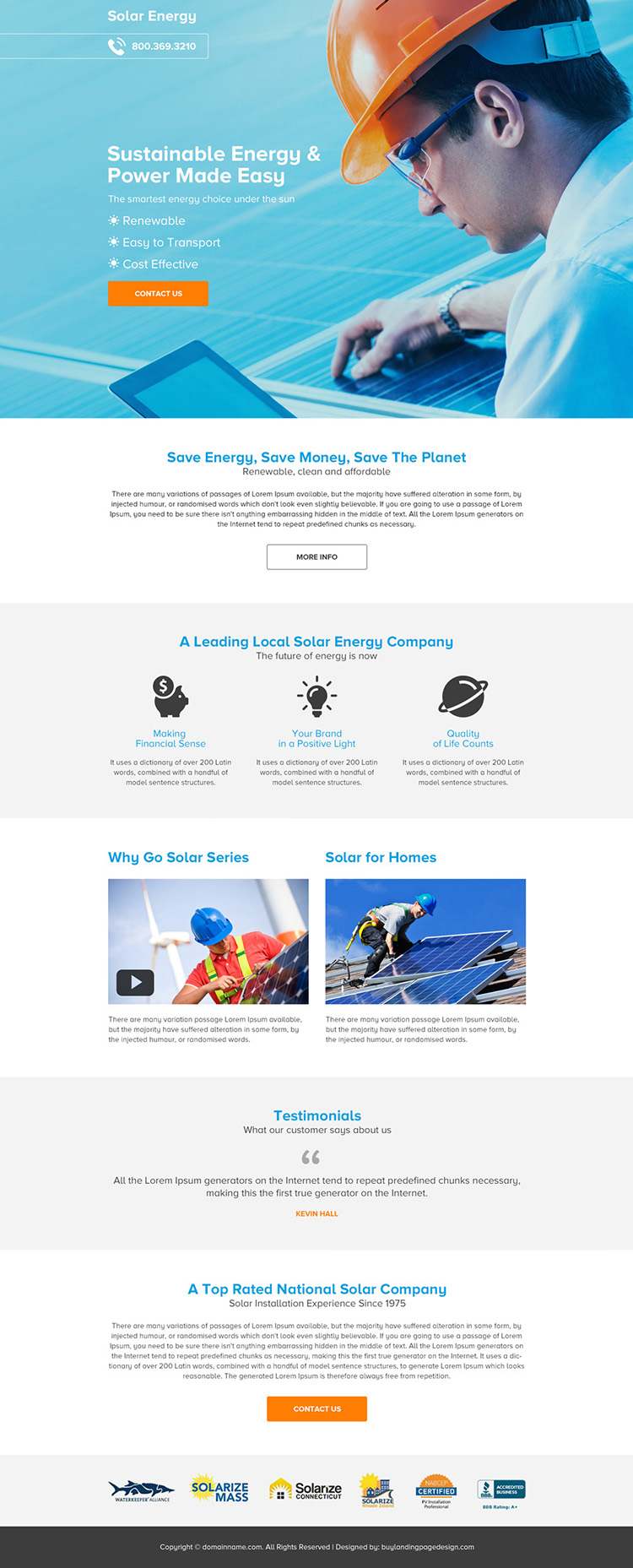 solar energy company lead capture landing page design