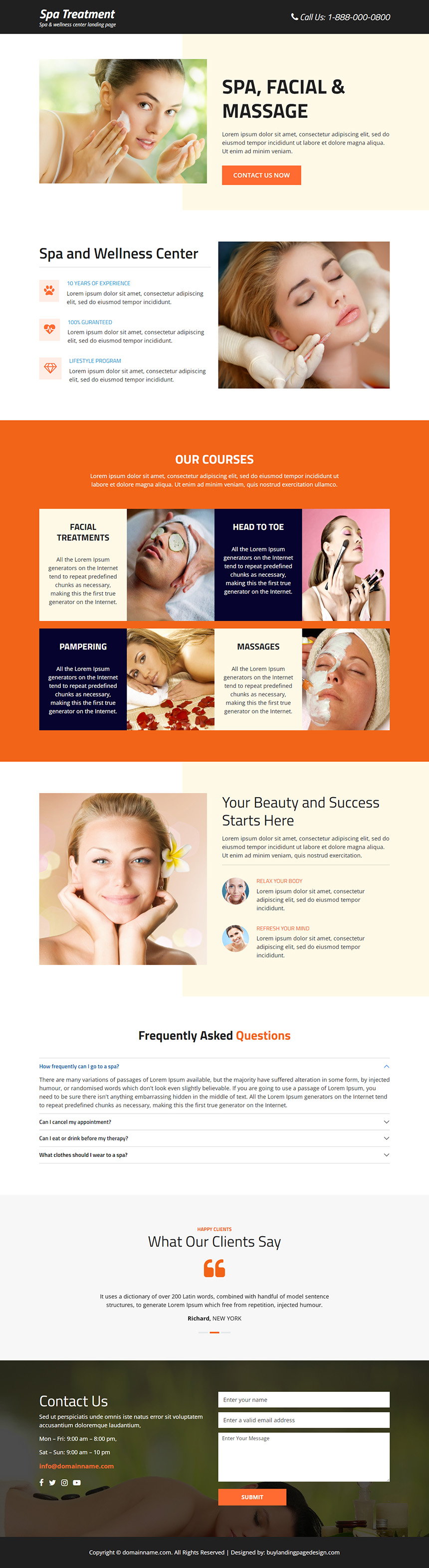 spa and wellness center responsive landing page