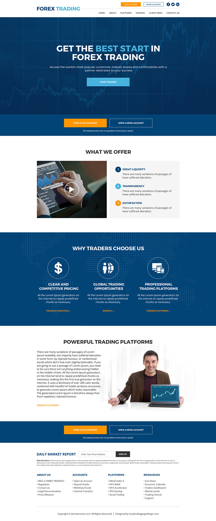 forex trading sign up capturing website design