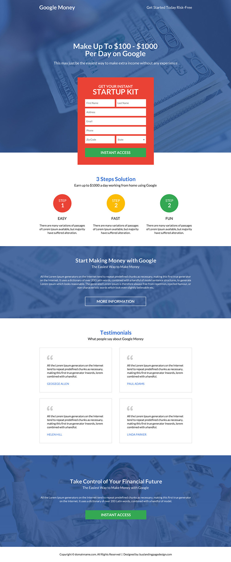 responsive google money lead boosting premium landing page