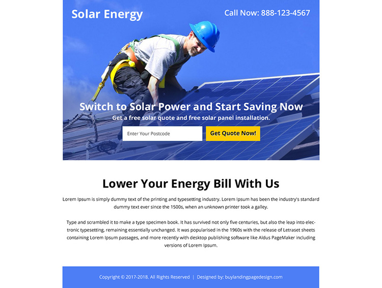 solar energy zip capturing ppv landing page design