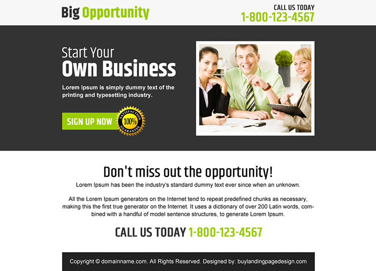 business opportunity sign up capturing ppv landing page