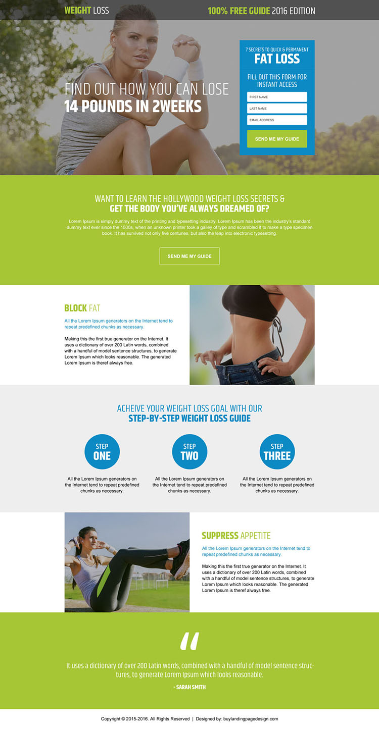 weight loss guide small lead gen landing page