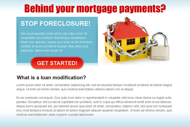 behind on your mortgage payment attractive and effective ppv landing page design