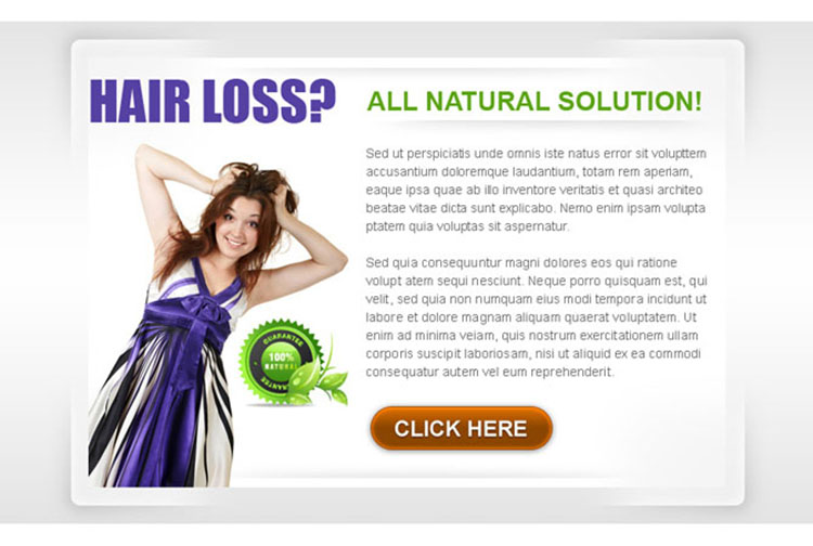 natural solution to stop your hair loss clean and appealing ppv landing page design