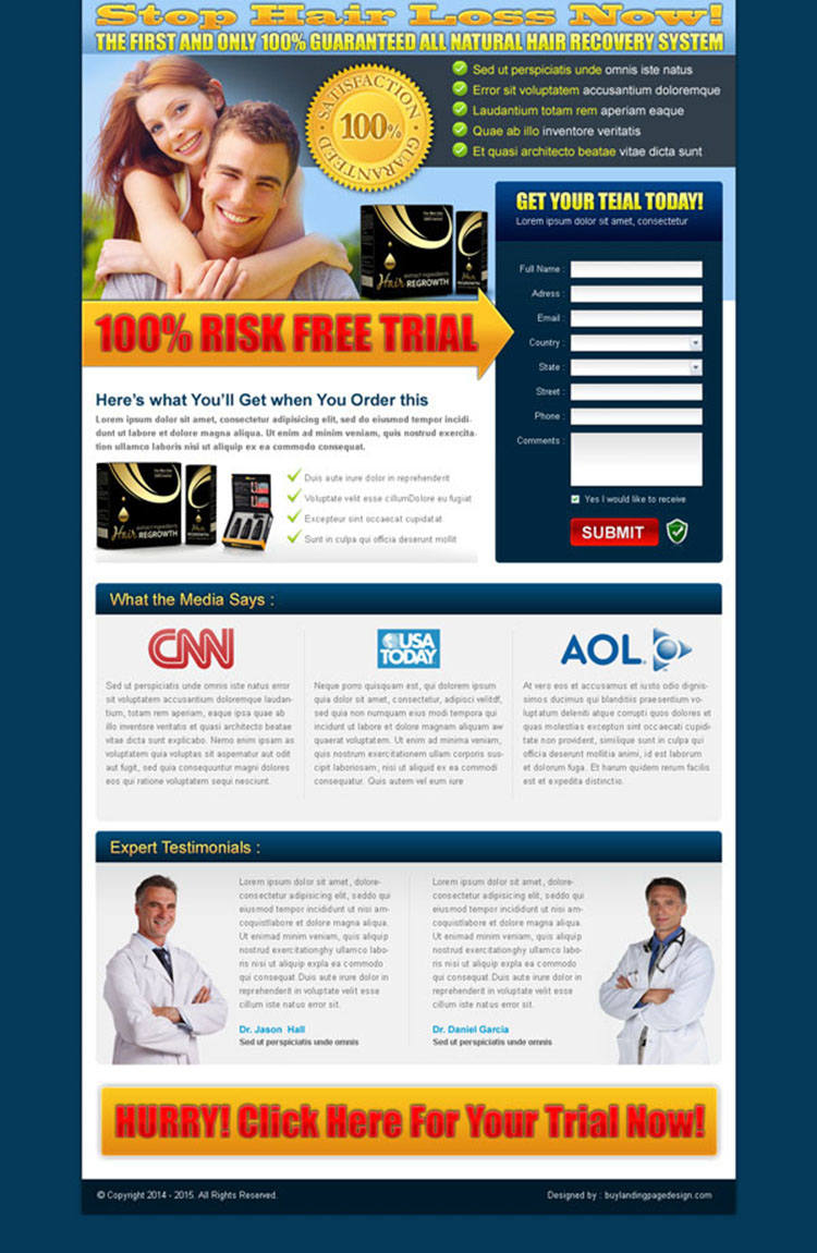 natural hair recovery system lead capture landing page