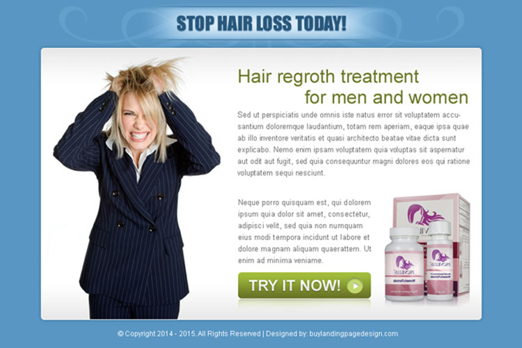 stop hair loss today effective call to action ppv landing page design