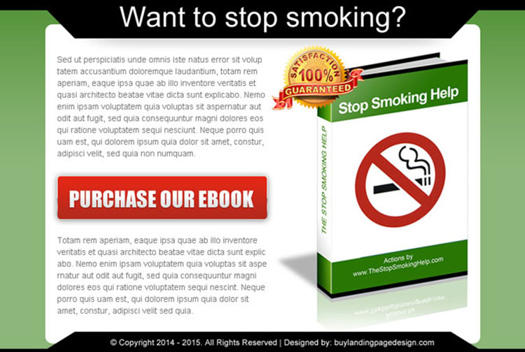 stop smoking converting ebook landing page design template