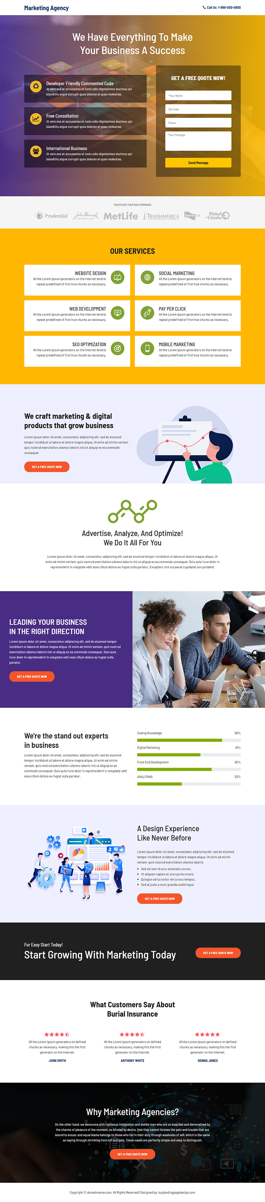 marketing agency lead capture responsive landing page