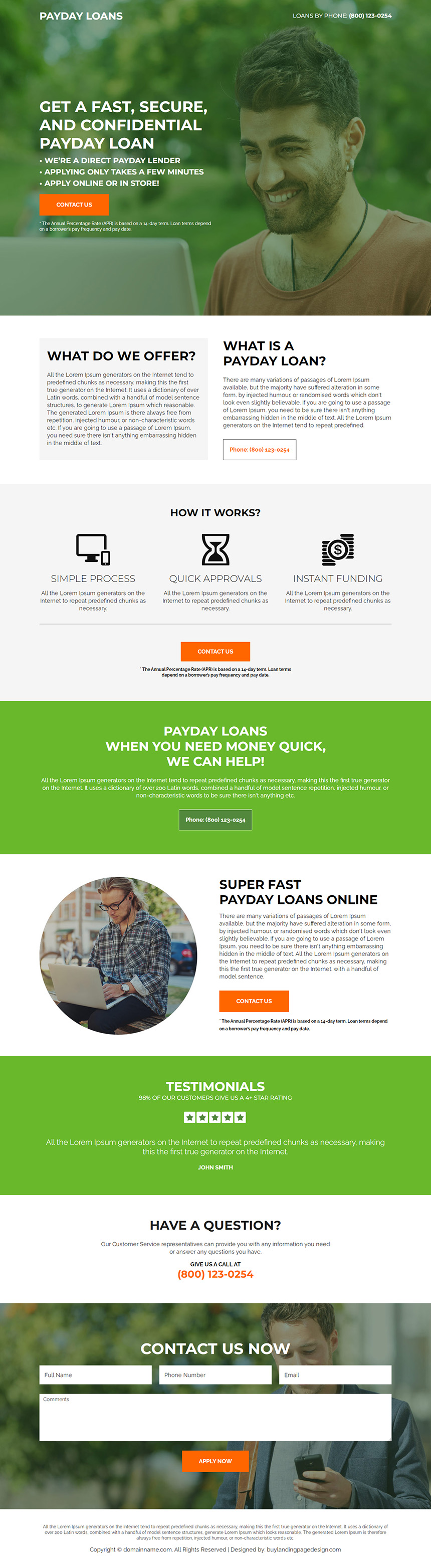 secure payday loan lead capture landing page