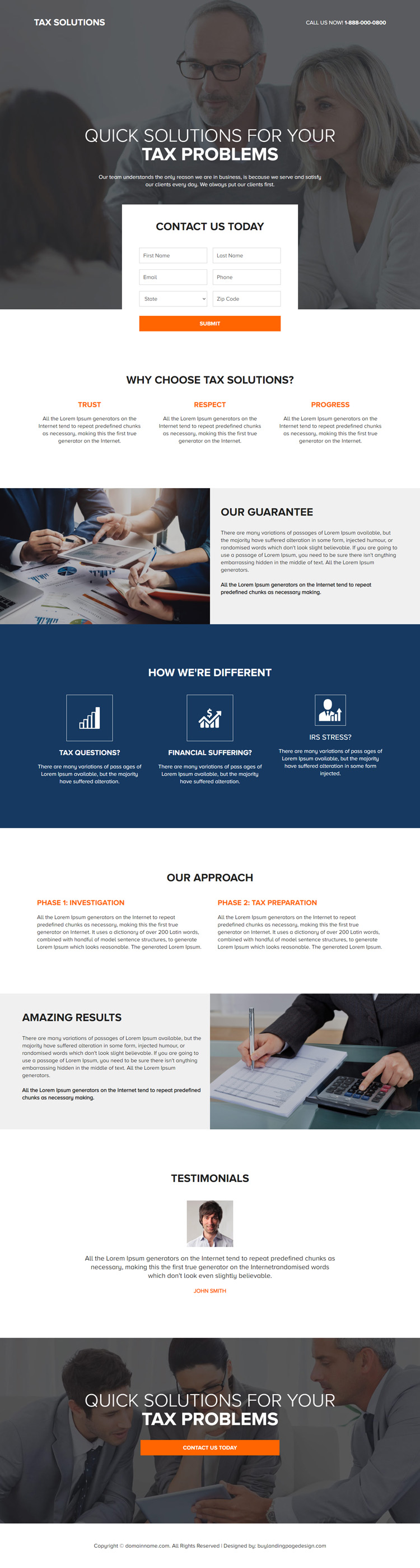 tax solutions lead capture responsive landing page