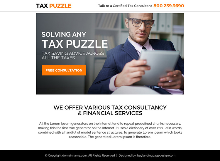 tax saving free consultation ppv landing page design